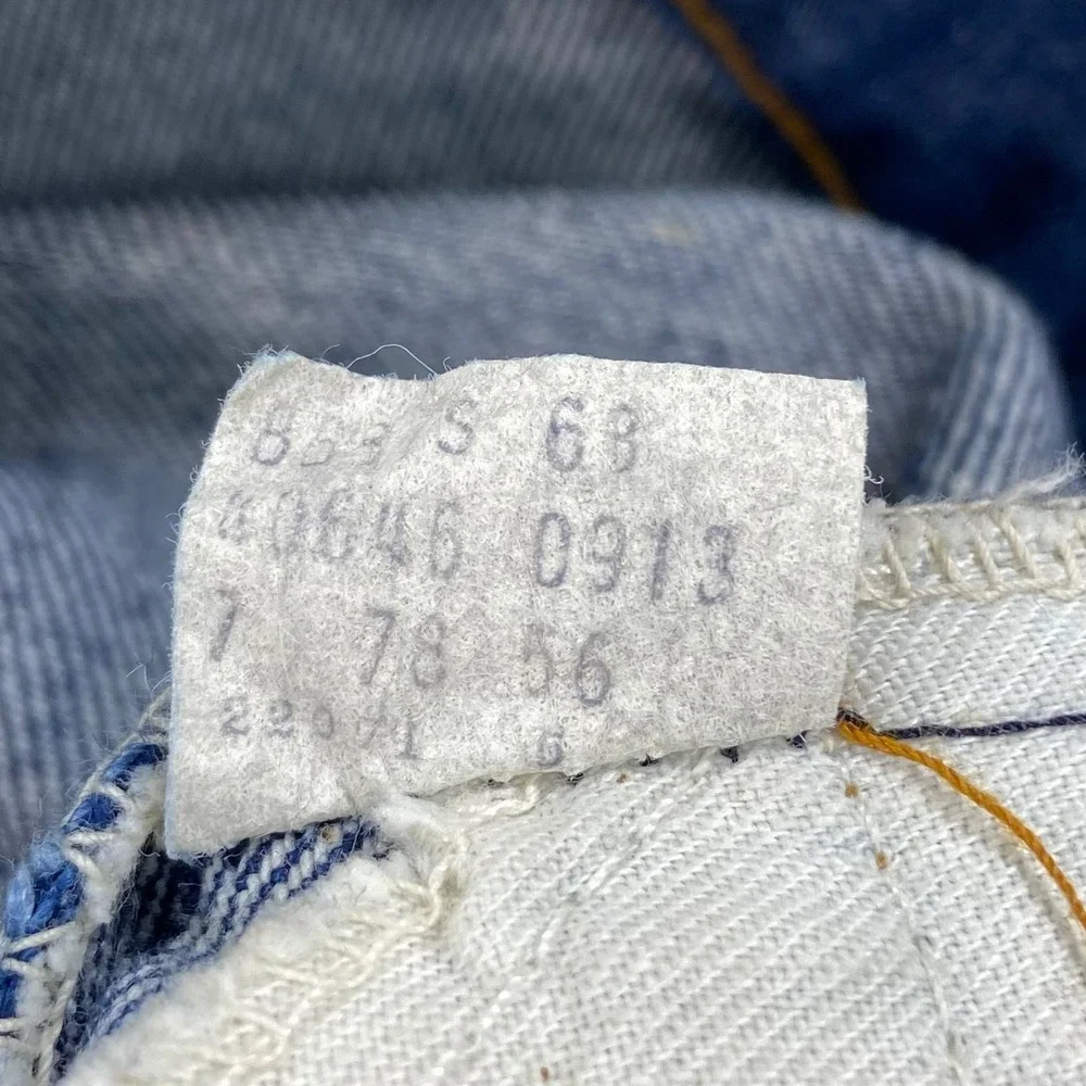 Vintage 70's Levis 646 Jeans Mens 38x32 Blue Orange Tab Bell Bottom Flare Denim